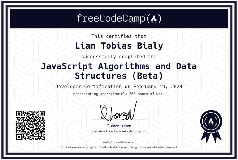 Certificado JavaScript en FreeCodeCamp