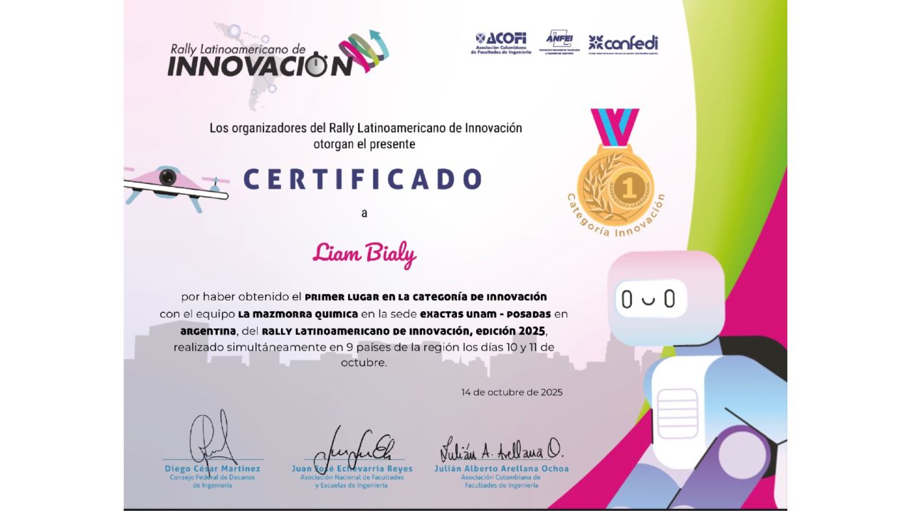 1er puesto Rally latinoamericano de innovación sede FCEQYN consecutivo