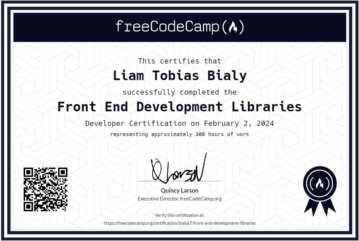 Certificado de curso FreeCodeCamp
